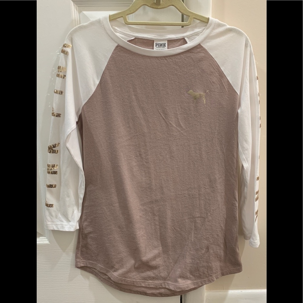 VS Pink- White/Taupe/Gold Tee